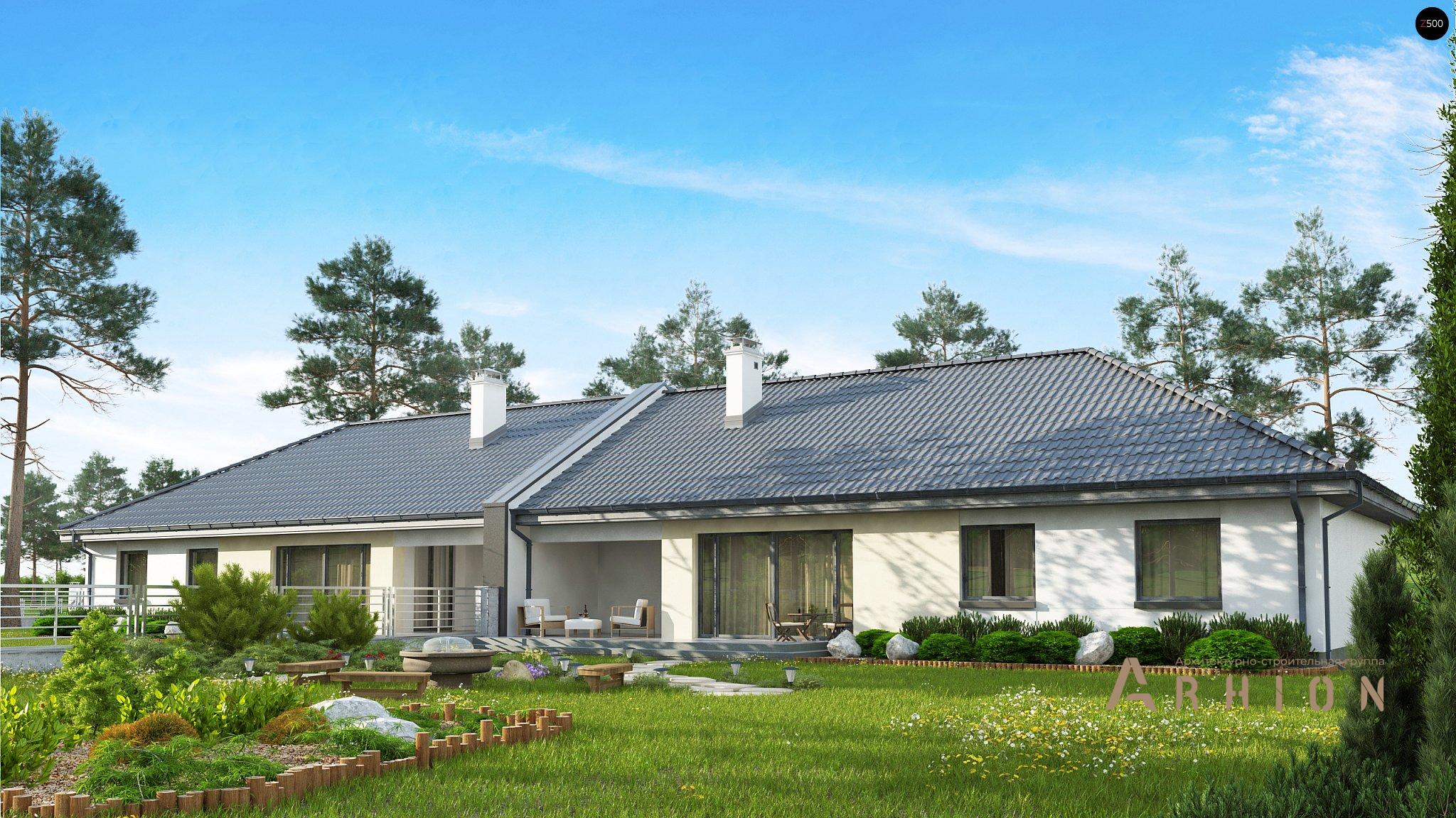 12. Проект одноэтажного дома в современном стиле с четырехскатной, Z123 ZBL, площадью - 157 кв c терассой, гаражом